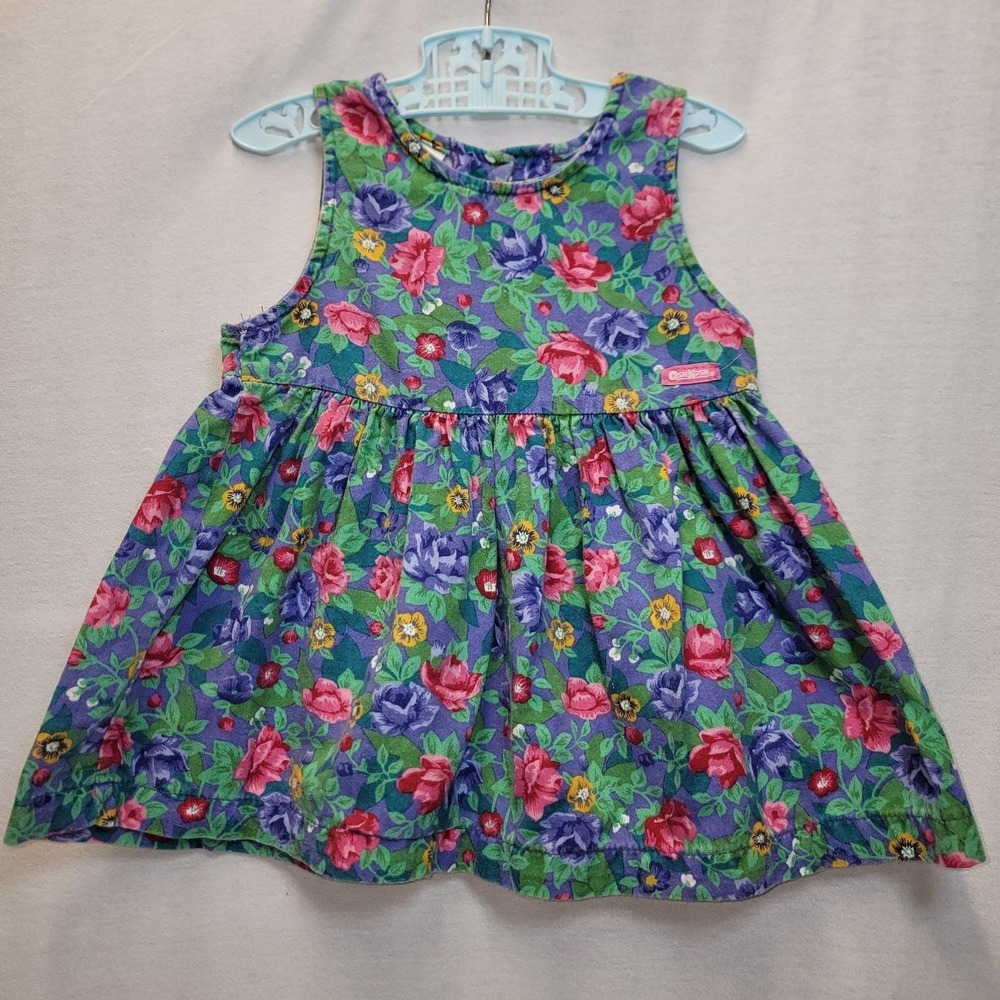 Vtg 90s Baby Bgosh Oshkosh Easter Casual Churc Dress 2t Pink Floral Sleeveless